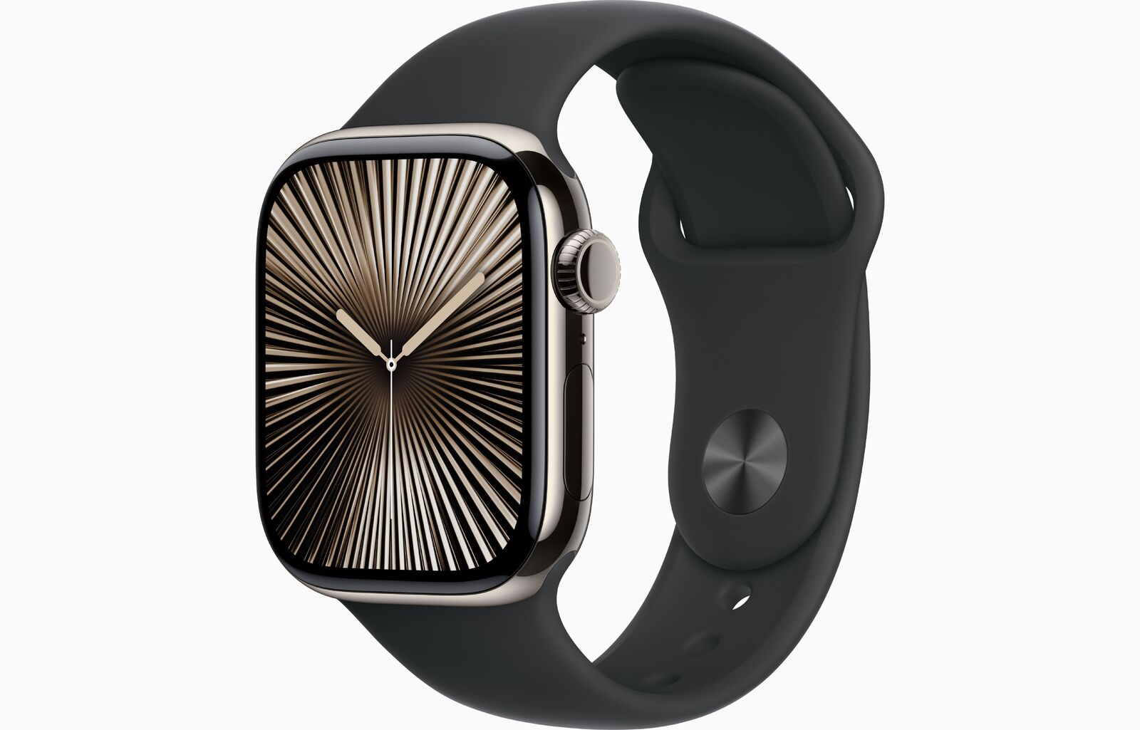 Apple Watch Series 10 42mm Natural Titanium Case GPS + Cellular Black Band - As New (Refurbished)