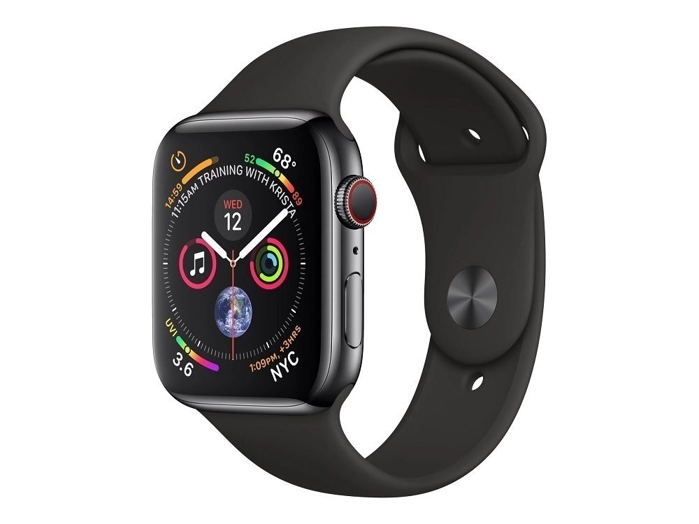 Apple Watch Series 4 (Cellular) 40mm Gray Stainless Steel Black Band - Premium