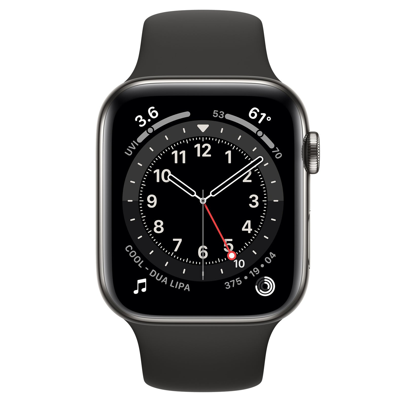 Apple Watch Series 6 (Cellular) 44mm Graphite S Steel Black Band-Premium Grade