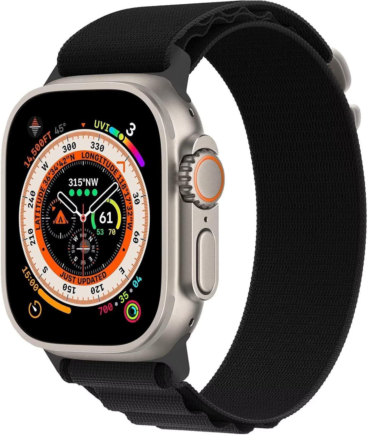 Apple Watch Ultra 49mm Titanium Alpine Loop Black Band - Excellent Grade