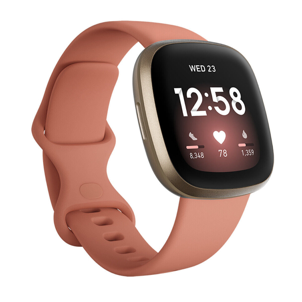 Fitbit Versa 3 Gold AL Pink Band - As New (Refurbished)