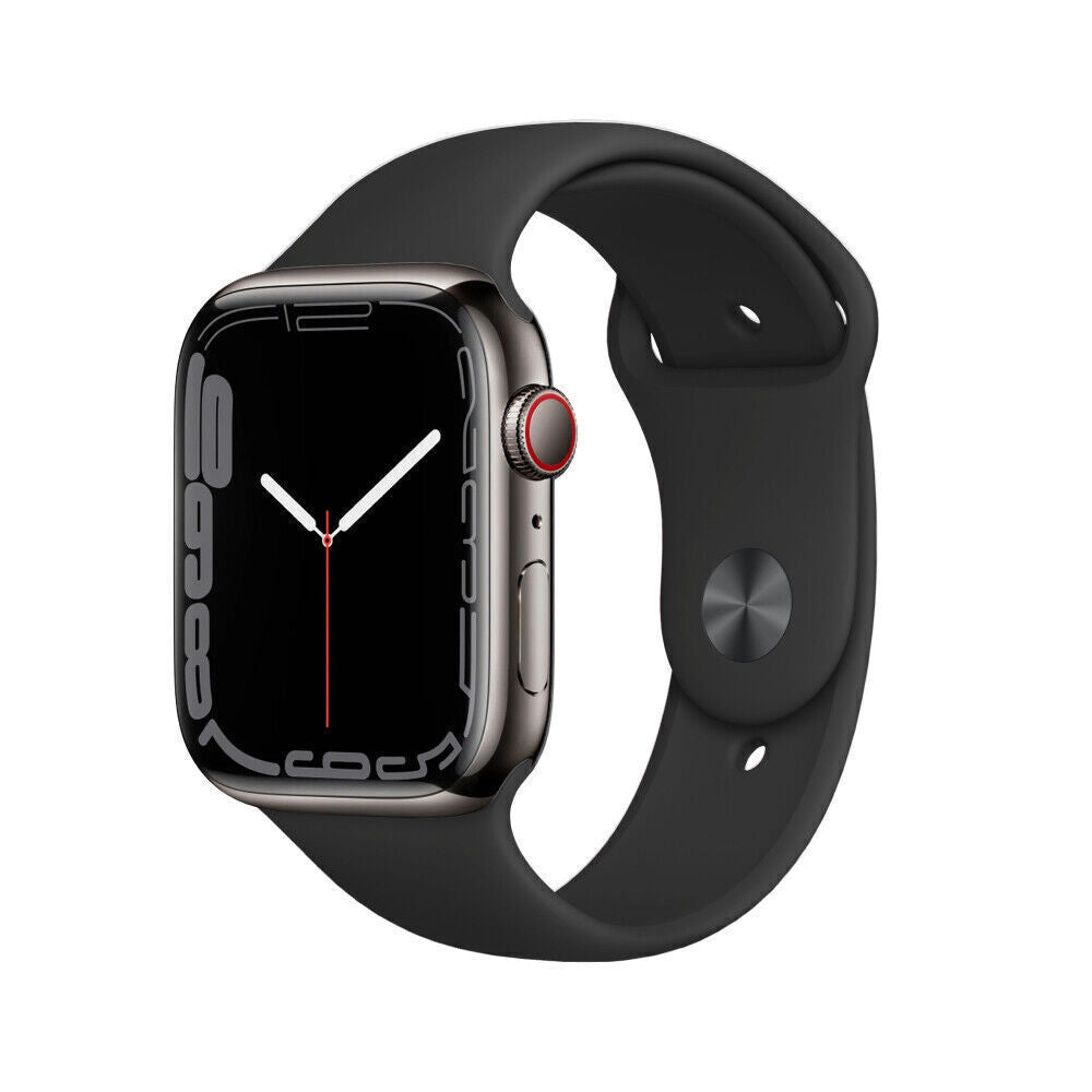 Apple Watch Series 7 (Cellular) 41mm Graphite S Steel Black Band - As New