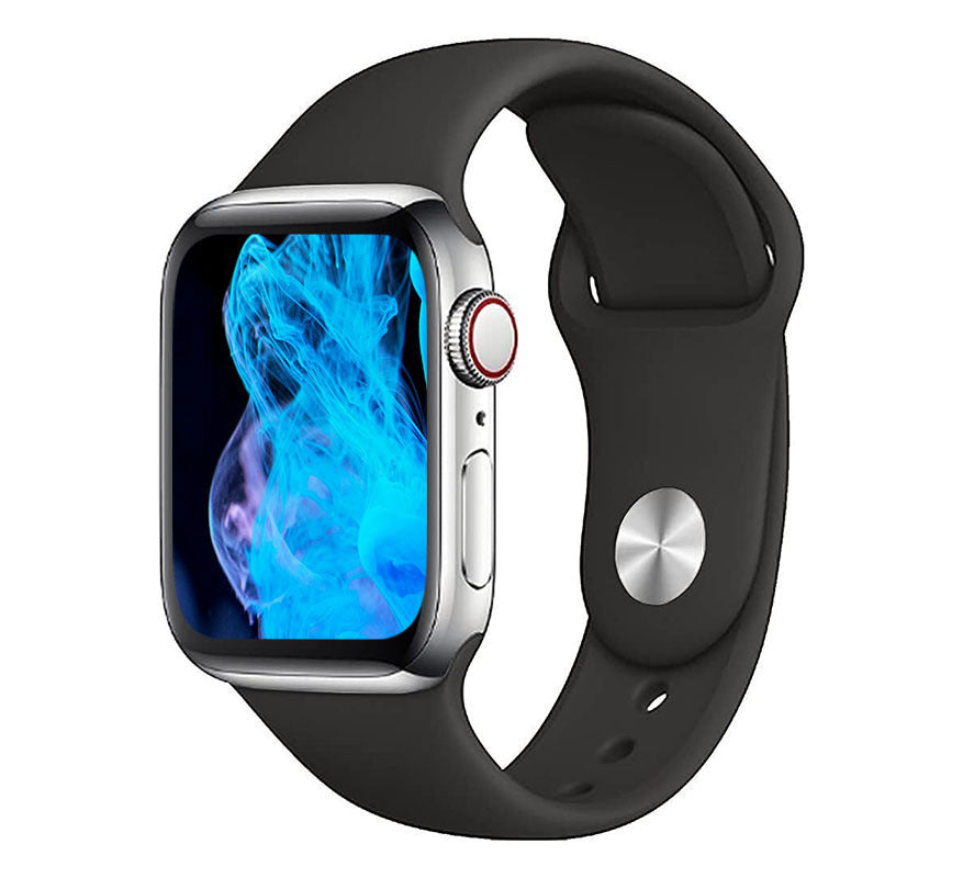 Apple Watch Series 7 (Cellular) 41mm Silver S Steel Black Band - Excellent