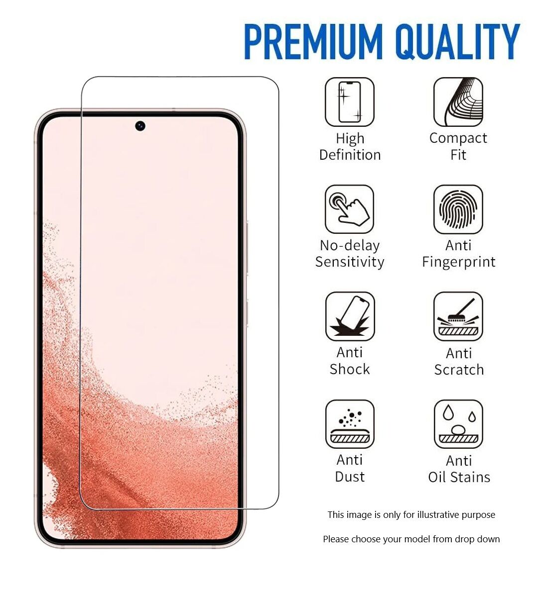 Premium Tempered Glass Screen Protector for Samsung - Clear (Brand New)